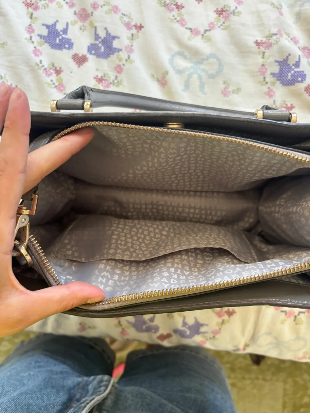 Michael Kors Grey Saffiano Leather Double-Handle Satchel